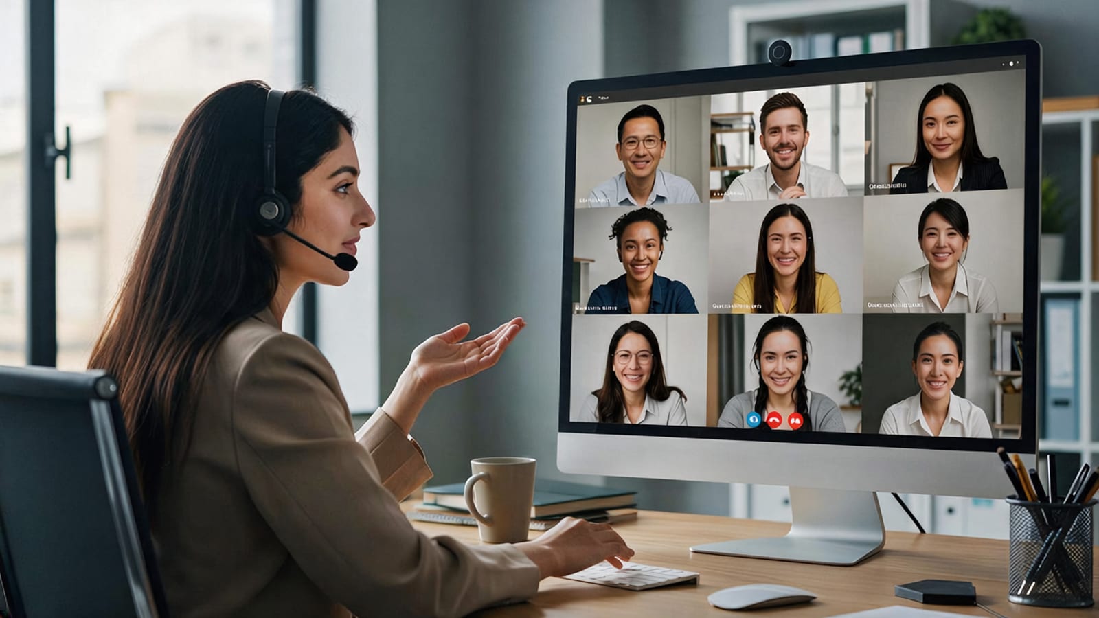 An engineer on a video call with the client team
