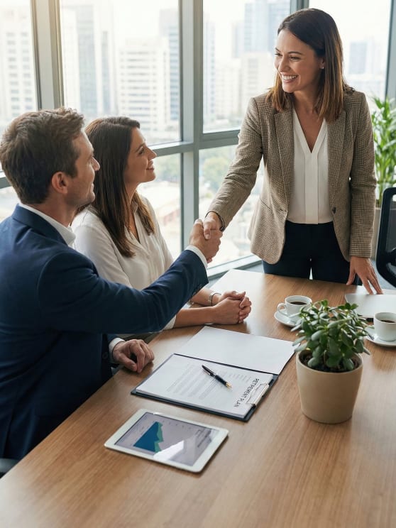 Meeting a client in person around a table