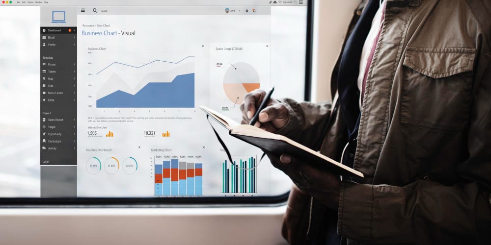 Reading a reporting dashboard while taking notes on the move