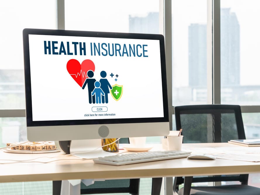 A health insurance page open on a desktop screen