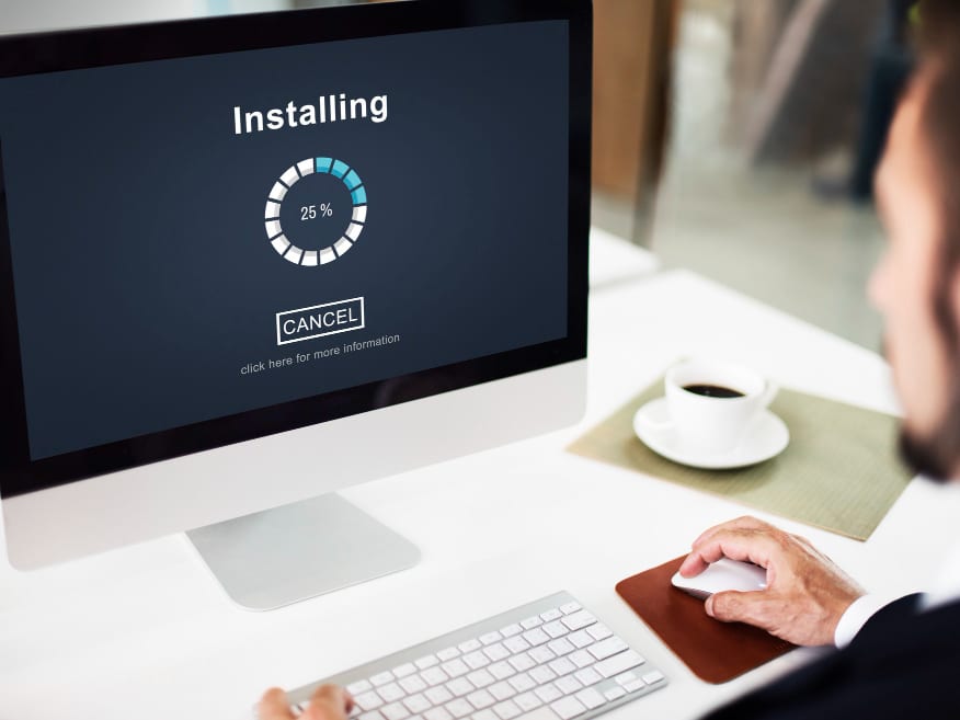 A software install running at a workstation